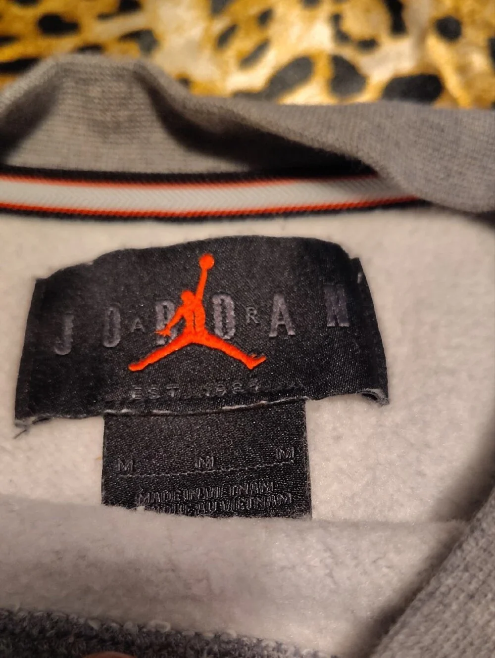 Jordan Gray Crewneck Sweatshirt with Small Jumpman Patch